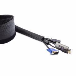 StarTech.com Guaina per cavi da 3 m con chiusura a strappo, accorciabile, diametro 3 cm, organizzatore per cavi di rete / guaina per fasci di cavi / robusto avvolgicavo con maglia in poliestere, Nero - Vista aggiuntiva 6