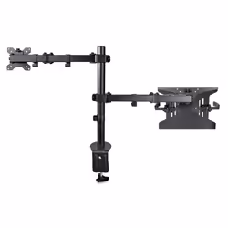 StarTech.com Braccio Monitor da Scrivania con Ripiano VESA Ventilato per Laptop (4.5kg) e Display fino a 32" (8kg), Nero, Supporto/Staffa per Notebook e Monitor VESA regolabile; Morsetto a C/Foro Passante - Vista aggiuntiva 4