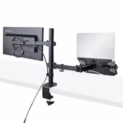 StarTech.com Braccio Monitor da Scrivania con Ripiano VESA Ventilato per Laptop (4.5kg) e Display fino a 32" (8kg), Nero, Supporto/Staffa per Notebook e Monitor VESA regolabile; Morsetto a C/Foro Passante - Vista aggiuntiva 6
