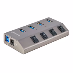 StarTech.com Hub USB-C Autoalimentato a 4 Porte con Interruttori Individuali - Multipresa USB 3.0 5Gbps per Notebook e PC Des ...