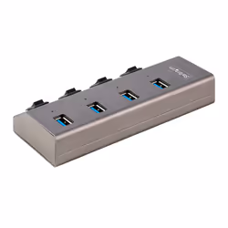 StarTech.com Hub USB-C Autoalimentato a 4 Porte con Interruttori Individuali - Multipresa USB 3.0 5Gbps per Notebook e PC Desktop USB-C/A - Ciabatta USB-Type C BC 1.2 con Alimentatore