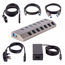 StarTech.com Hub USB-C Autoalimentato a 7 Porte con Interruttori Individuali - Multipresa USB 3.0 5Gbps per Notebook e PC Desktop USB-C/A - Ciabatta USB-Type C BC 1.2 con Alimentatore - Vista aggiuntiva 6