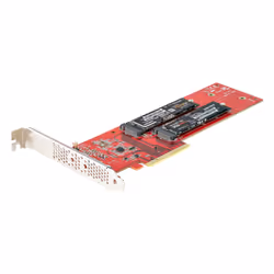 StarTech.com Adattatore PCI Express M.2 NVMe - Scheda Adattatore PCIe 4.0 x8 x16 a Doppio SSD M.2 NVMe or AHCI, 7.8Gbps per disco - Biforcazione richiesta - Compatibile con Windows/Linux - Vista aggiuntiva 8