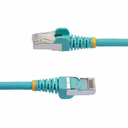 StarTech.com Cavo Ethernet CAT 6a - 50cm - Acqua - Cavo di rete LAN Low Smoke Zero Halogen (LSZH) - 10GbE 500MHz 100W PoE++ - Filo/Cavo patch schermato S/FTP con spinotto RJ45 antigroviglio e rilievi di trazione