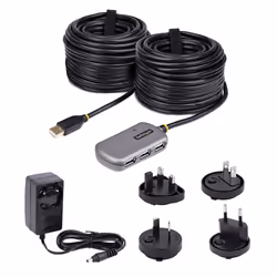 StarTech.com Cavo di Prolunga USB 2.0 da 24m con Hub di Estensione a 4 Porte USB-A, Cavo ripetitore USB attivo, Cavo Prolunga alimentato, alimentatore opzionale da 10 W incluso, protezione ESD - Vista aggiuntiva 5
