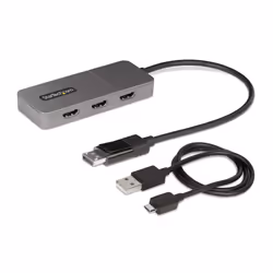 StarTech.com Adattatore DP HDMI a 3 Porte - Hub MST da DisplayPort a HDMI 4K 60Hz - Convertitore DP1.4 a Multi Monitor HDMI per Notebook - Splitter HDMI con Cavo Integrato da 30cm, Alimentato da USB - Solo Windows - Vista aggiuntiva 7