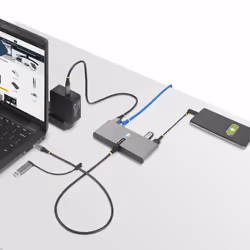 StarTech.com Hub USB-C a 2 porte con Ethernet e RS-232, dongle USB-C a USB-A collegato, 100W PD Pass-through, 2x USB-A 5Gbps, Gigabit Ethernet, RS232 seriale (FTDI) - Vista aggiuntiva 8