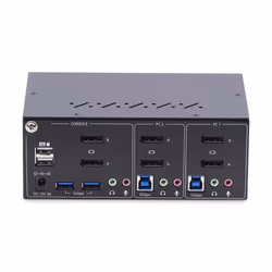 StarTech.com KVM Switch DisplayPort a 2 porte per doppio monitor DP, 4K 60Hz, 2 porte HID USB 2.0, Hub 2 porte USB 5Gbps, Commutazione con hotkey e pulsanti, Conforme a TAA - Protezione ESD livello 3 - Vista aggiuntiva 4