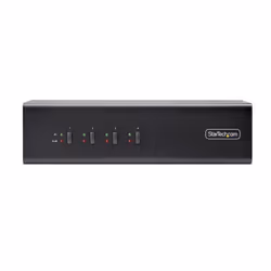 StarTech.com KVM Switch DisplayPort a 4 Porte con Doppio Monitor, 4K 60Hz, 2x Porte Hub USB 5Gbps, 2x Porte HID USB 2.0, Commutazione con Hotkey e Pulsanti, Conformità TAA - Audio 3,5 mm, HDCP