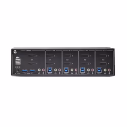 StarTech.com KVM Switch DisplayPort a 4 Porte con Doppio Monitor, 4K 60Hz, 2x Porte Hub USB 5Gbps, 2x Porte HID USB 2.0, Commutazione con Hotkey e Pulsanti, Conformità TAA - Audio 3,5 mm, HDCP - Vista aggiuntiva 4