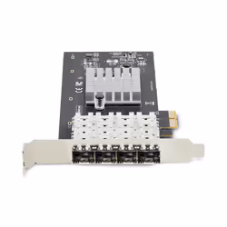 StarTech.com Scheda di rete SFP GbE a 4 porte, PCIe 2.0 x2 (compatibile x4, x8, x16), Controller Intel I350-AM4 4x 1GbE, 1000BASE rame/fibra ottica, NIC Gigabit Ethernet per desktop/server - Windows e Linux