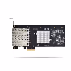 StarTech.com Scheda di rete SFP GbE a 4 porte, PCIe 2.0 x2 (compatibile x4, x8, x16), Controller Intel I350-AM4 4x 1GbE, 1000BASE rame/fibra ottica, NIC Gigabit Ethernet per desktop/server - Windows e Linux - Vista aggiuntiva 5