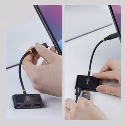 StarTech.com Adattatore Multiporta USB-C a HDMI con Ricarica PD 140W, HDMI 4K 60Hz, Hub USB 5Gbps, Mini Dock per MacBook, Dell, ThinkPad, HP, iPad, Tablet, Bianco - Vista aggiuntiva 3