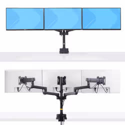 StarTech.com Supporto per tre monitor fino a 27", VESA 75x75/100x100, regolazioni dei bracci senza attrezzi, montaggio con morsetto a C/occhiello, bracci a molla - Vista aggiuntiva 3