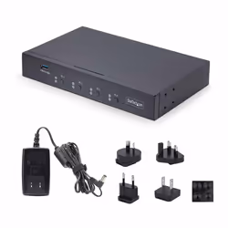 StarTech.com Switch KM a 4 porte con commutazione del mouse, switcher USB per tastiera/mouse, audio 3,5 mm/USB, Condivisione periferiche tra 4 PC, conforme a TAA - Vista aggiuntiva 5