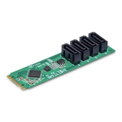 StarTech.com Scheda adattatore da M.2 a SATA a 4 porte, scheda di espansione da M.2 PCIe 3.0 a SATA HDD/SSD, chipset ASM1064, M.2 NVMe a 4x HDD/SSD per Windows/macOS/Linux