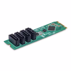 StarTech.com Scheda adattatore da M.2 a SATA a 4 porte, scheda di espansione da M.2 PCIe 3.0 a SATA HDD/SSD, chipset ASM1064, M.2 NVMe a 4x HDD/SSD per Windows/macOS/Linux