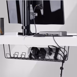 StarTech.com Vassoio Porta Cavi Sotto Scrivania da 61,5 cm, Canalina in Metallo tipo Cestello per Multipresa, Gestione Cavi con Installazione a Vite, Nero, TAA - Vista aggiuntiva 4