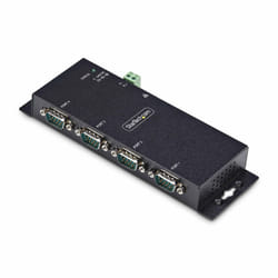 StarTech.com Adattatore da seriale a Ethernet a 4 porte, server di dispositivi seriali IP per dispositivi RS232 remoti, montaggio a parete/su guida DIN, metallo, convertitore seriale da RJ45 LAN a DB9, TAA