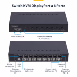 StarTech.com KVM Switch DisplayPort a 8 Porte con Kit Rack da 1U, 4K DP 1.2, hub USB a 4 Porte, Commutazione con Tasti a Scelta Rapida, Indipendente dal SO, TAA - Vista aggiuntiva 6