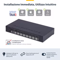 StarTech.com KVM Switch DisplayPort a 8 Porte con Kit Rack da 1U, 4K DP 1.2, hub USB a 4 Porte, Commutazione con Tasti a Scelta Rapida, Indipendente dal SO, TAA - Vista aggiuntiva 7
