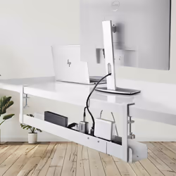 StarTech.com Canalina per la gestione dei cavi sotto la scrivania, regolabile in lunghezza, installazione a morsetto, senza necessità di forare, supporto per barra di alimentazione, bianco - Vista aggiuntiva 7