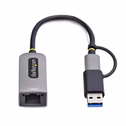 StarTech.com Adattatore da USB-C a Ethernet con dongle USB-A, 10/100/1000Mbps, adattatore di rete da USB 3.0 a Gigabit Ethernet, cavo collegato 6in/15cm, adattatore USB GbE - Vista aggiuntiva 4