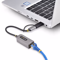 StarTech.com Adattatore da USB-C a Ethernet con dongle USB-A, 10/100/1000Mbps, adattatore di rete da USB 3.0 a Gigabit Ethernet, cavo collegato 6in/15cm, adattatore USB GbE - Vista aggiuntiva 7
