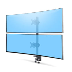 StarTech.com Supporto da scrivania per 2 monitor impilati verticalmente, doppio 49", capacità totale 32 kg, morsetto a C, sistema VESA a sgancio rapido, schermo panoramico 16:9/ultrawide 32:9, TAA