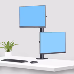 StarTech.com Supporto da scrivania per 2 monitor impilati verticalmente, doppio 49", capacità totale 32 kg, morsetto a C, sistema VESA a sgancio rapido, schermo panoramico 16:9/ultrawide 32:9, TAA - Vista aggiuntiva 8