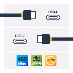 StarTech.com Cavo di Ricarica USB-C da 3m, cavo USB-C certificato USB-IF, 240W PD EPR, cavo trasferimento dati USB 2.0 Tipo-C per laptop, rivestimento in TPE, M/M