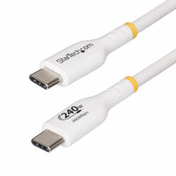 StarTech.com Cavo di ricarica USB-C Bianco da 2m, cavo USB C certificato USB-IF, 240W PD EPR, cavo di ricarica USB 2.0 Tipo-C per laptop, cavo di trasferimento dati USB-Type-C, rivestimento in TPE