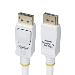 StarTech.com Cavo DisplayPort 1.2 certificato VESA bianco da 1,8 m, 4K 60 Hz, 21,6 Gbps, connettori DP a scatto, cavo DisplayPort DP 1.2, cavo monitor DP, M/M