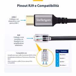 StarTech.com Adattatore da USB-C a RJ9 da 1,8m per telefono fisso o cuffie con cavo/wireless, utilizza l'hardware della linea esistente, per laptop/PC/dispositivi mobili - Vista aggiuntiva 8