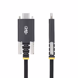 StarTech.com Cavo di ricarica USB-C da 2m, chiusura a vite laterale, 240W (5A) PD EPR, rivestimento in silicone con nylon intrecciato, USB 2.0, certificato USB-IF