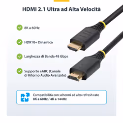 StarTech.com Cavo HDMI 2.1 8K da 3m, Cavo HDMI Certificato ad Altissima Velocità 48 Gbps, 8K 60Hz / 4K 120Hz HDR10+ / eARC; Cavo UHD con Guaina Flessibile in TPE - Vista aggiuntiva 8