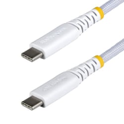 StarTech.com Cavo di Ricarica USB-C Bianco da 3m, 60W (3A) PD, Guaina con Doppio Strato Intrecciato in Nylon/TPE, Robusto Cavetto USB 2.0 per la Ricarica di Laptop