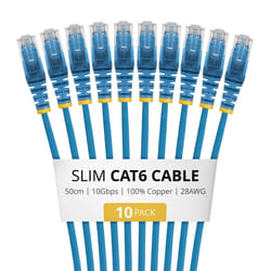 StarTech.com N6PAT50CMBLS10PK cavo di rete Blu 0,5 m Cat6 U/UTP (UTP)