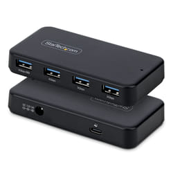 StarTech.com Hub 4 Porte USB-A 5Gbps, Autoalimentato, Cavo Host 2-in-1 USB-C/USB-A, Porta Ricarica BC 1.2, Alimentatore 24W Incluso, Compatibile MacBook e Windows