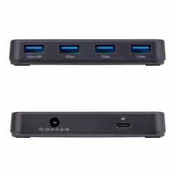 StarTech.com Hub 4 Porte USB-A 5Gbps, Autoalimentato, Cavo Host 2-in-1 USB-C/USB-A, Porta Ricarica BC 1.2, Alimentatore 24W Incluso, Compatibile MacBook e Windows - Vista aggiuntiva 2