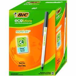 BIC Ecolutions Round Stic, Penna a sfera, Nero, 60 pz