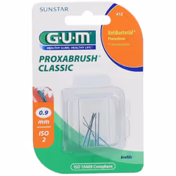 Gum Proxabrush Classic 412 Scovolino Interdentale garantisce una pulizia interdentale efficace grazie alla protezione antibat ...