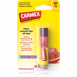 Ovunque tu vada, tieni sempre in borsa o nello zaino il balsamo idratante labbra in stick SPF 15 Carmex Pomegranate. Profuma ...