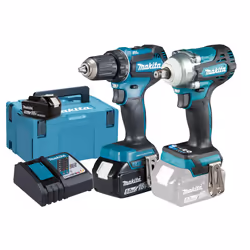 Makita DLX2452TJ, Trapano avvitatore combinato senza filo, Avvitatore a batteria, Nero, Turchese, 50 Nm, 500 Giri/min, 1900 G ...