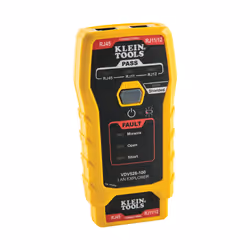 Klein Tools VDV526-100, Tester per cavi a doppino intrecciato, RJ-11, RJ-12, RJ-45, Test di trasmissione, Nero, Giallo, CAT3, ...