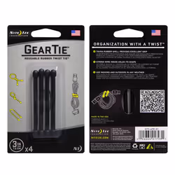Nite Ize Gear Tie, Gomma, Nero, 76,2 mm, 6,2 mm, 6,2 mm, 4 pz