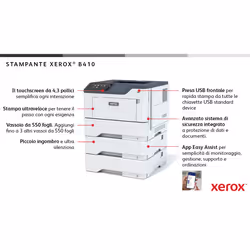 Xerox B410 A4 47 ppm Stampante fronte/retro PS3 PCL5e/6 2 vassoi Totale 650 fogli - Vista aggiuntiva 7