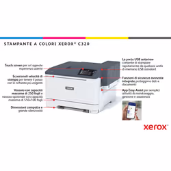 Xerox C320 A4 33 ppm Stampante fronte/retro wireless PS3 PCL5e/6 2 vassoi Totale 251 fogli - Vista aggiuntiva 7
