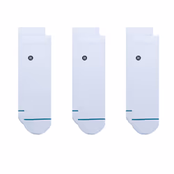 Stance Icon Quarter 3 Pack, Calzini per squadra, Bianco, Adulto, Cotone, Elastan, Nylon, Poliestere, 3 paio/a