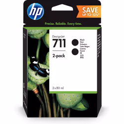 HP Confezione da 2 cartucce di inchiostro nero DesignJet 711, 80 ml, Resa elevata (XL), Nero, Inchiostro a base di pigmento, ...